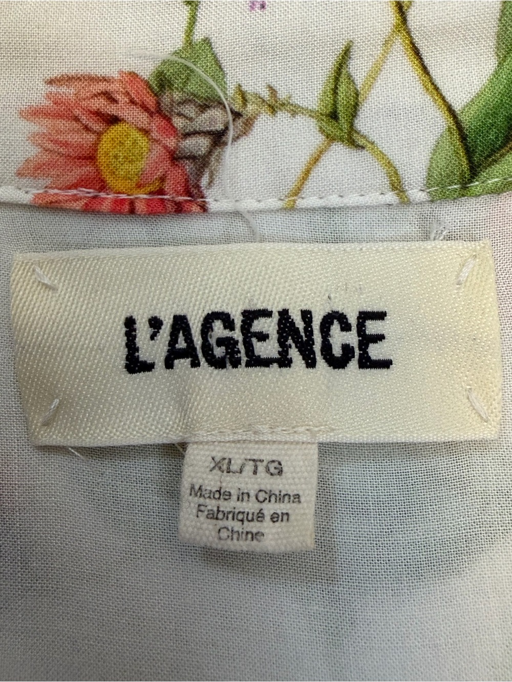 L'AGENCE Cream Floral Blouse with Pink and Yellow Blooms - Picture 3 of 8